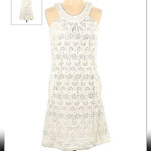 J CREW Cotton Eyelet Halter Sleeveless Dress White Sz 2